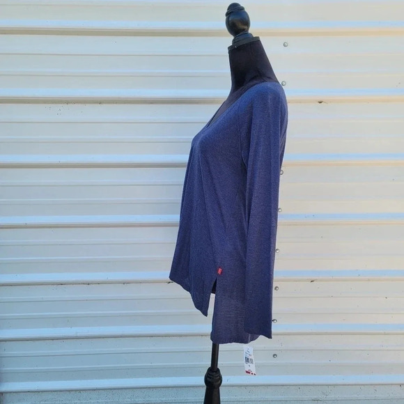 NWT $48 JOSIE TUNIC TOP Modal V-NECK LONG SLEEVE Stretch KNIT Heather Blue S - Picture 9 of 9